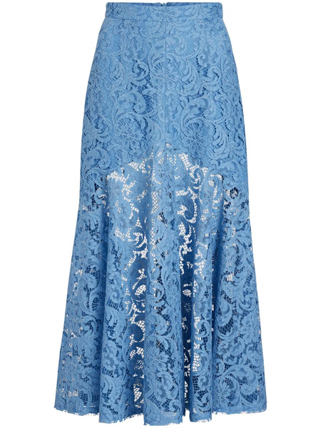  Patou Mermaid Lace Midi Skirt - Blue 
