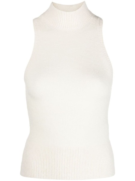 Patou Mock-neck Sleeveless Knitted Top - White 