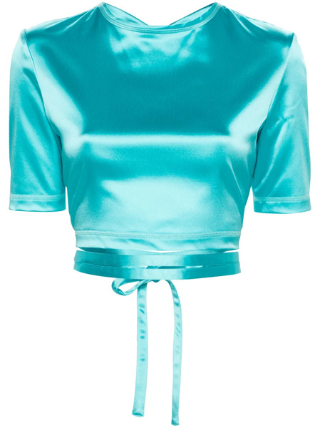  Patou Open-back Satin Top - Blue 
