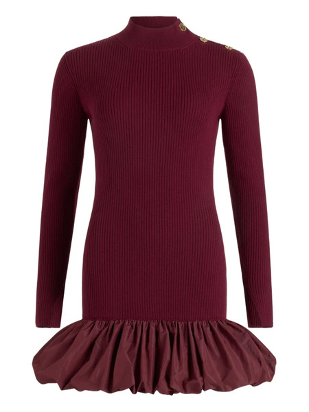  Patou Ribbed Button-detailed Mini Dress - Red 