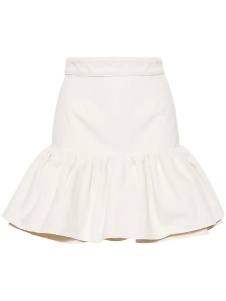  Patou Ruffled Denim Miniskirt - Neutrals 