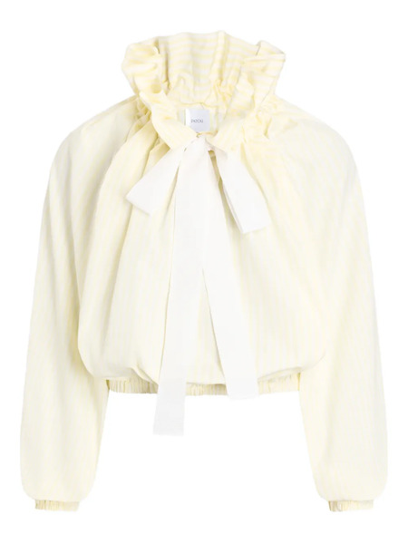  Patou Ruffled Striped Top - Yellow 