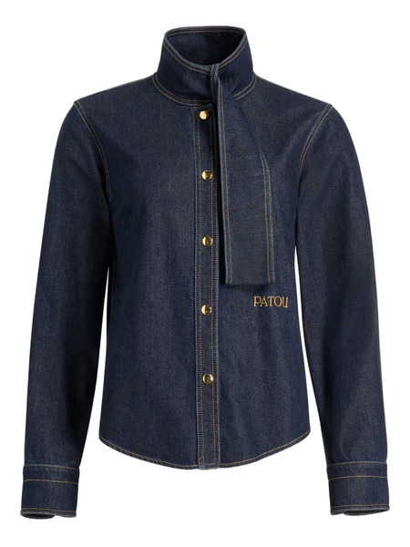  Patou Scarf-collar Denim Shirt - Blue 