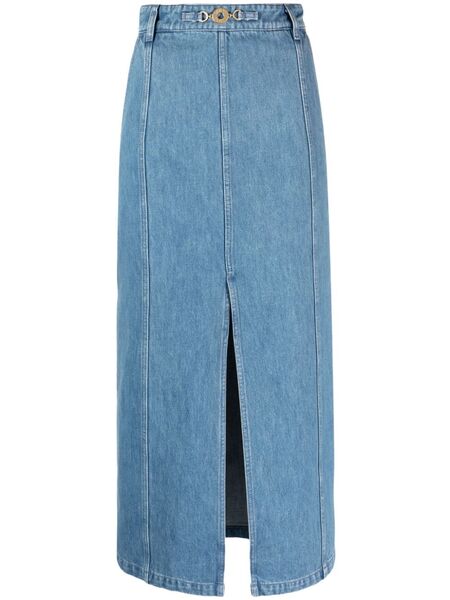  Patou Slit-detail Organic-denim Midi Skirt - Blue 