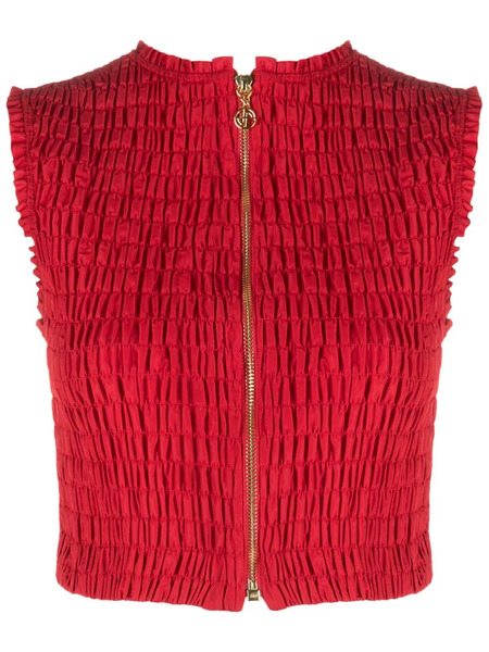  Patou Smocked Crop Top - Red 
