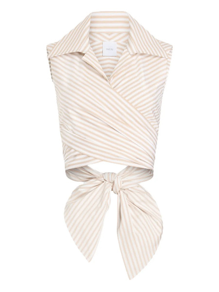  Patou Striped Draped Sleeveless Top - Neutrals 