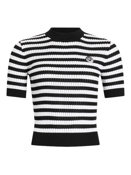  Patou Striped-pattern Rib Top - Black 