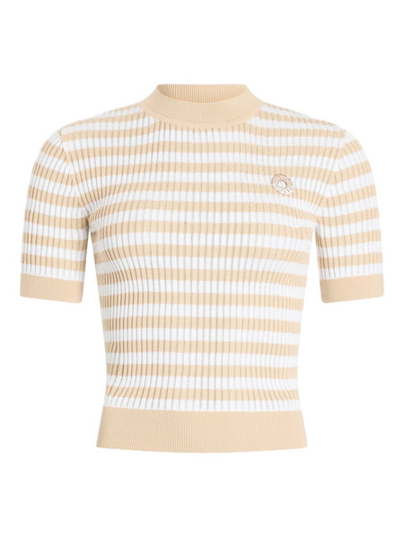  Patou Striped-pattern Ribbed Top - White 
