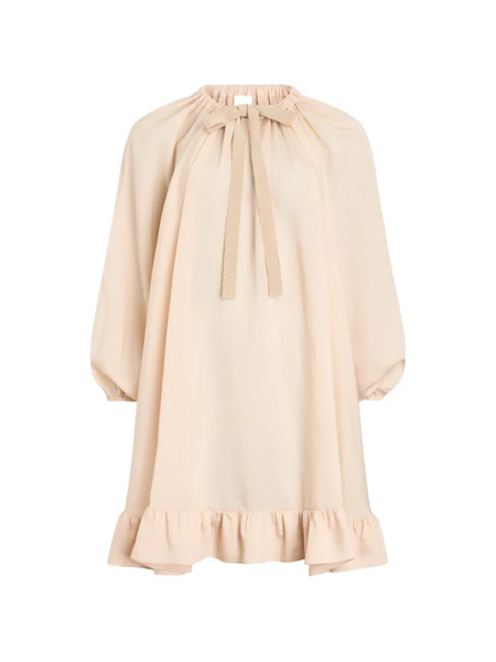  Patou Striped-pattern Tie-neck Mini Dress - Neutrals 