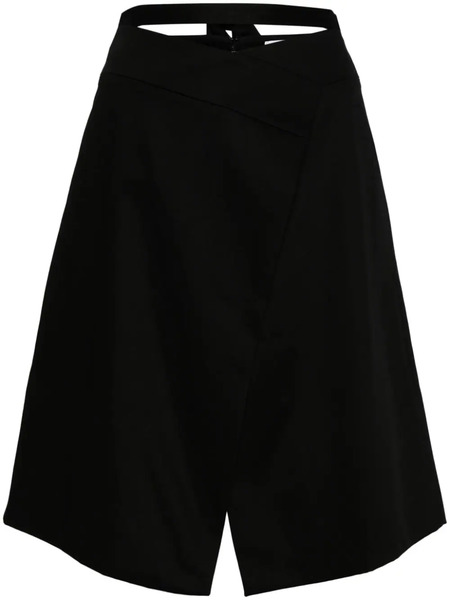  Patou Wraparound Gabardine Midi Skirt - Black 