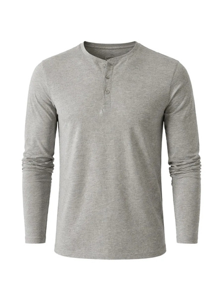  Patrick Assaraf Button Henley T-shirt - Grey 