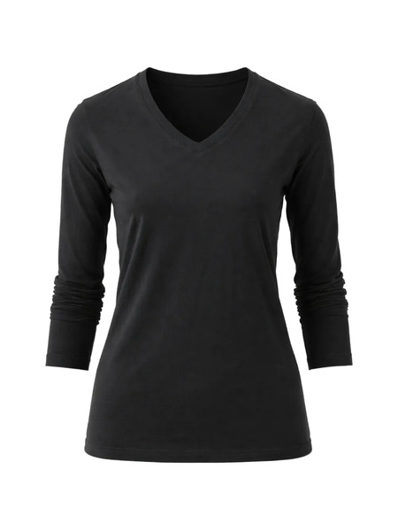  Patrick Assaraf V-neck Long-sleeve T-shirt - Black 
