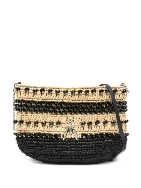  Patrizia Pepe Beaded Raffia Shoulder Bag - Neutrals 