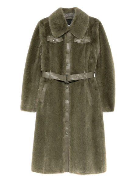  Patrizia Pepe Belted Faux-fur Coat - Green 