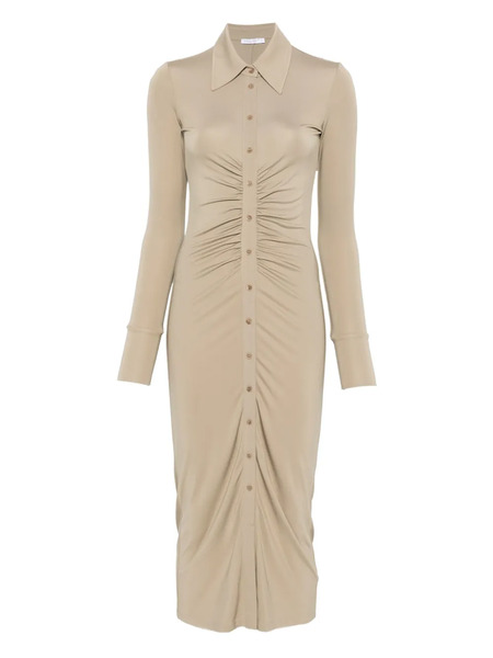  Patrizia Pepe Button-front Draped Midi Dress - Neutrals 
