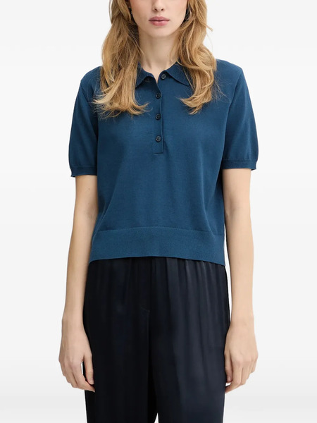  Patrizia Pepe Buttoned Polo Top - Blue 