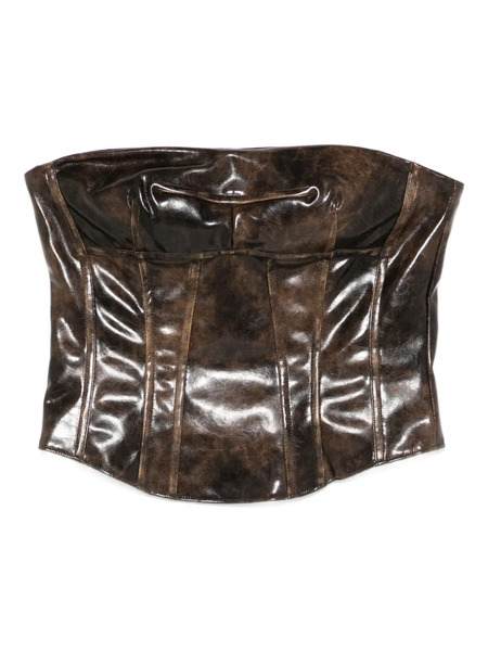  Patrizia Pepe Coated Zip-up Corset - Brown 