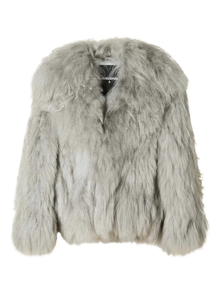  Patrizia Pepe Collared Faux-fur Jacket - Grey 