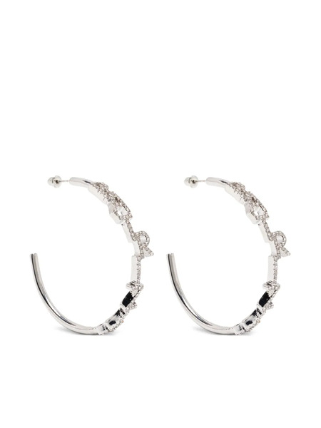  Patrizia Pepe Crystal-embellished Hoop Earrings - Silver 