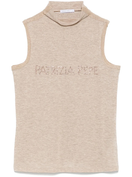  Patrizia Pepe Crystal-logo Top - Neutrals 