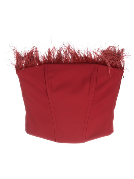  Patrizia Pepe Feather-detailing Strapless Top - Red 