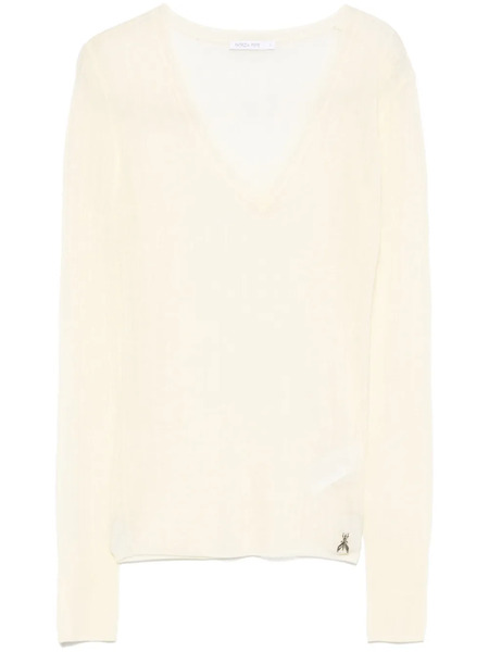  Patrizia Pepe Fine-knit V-neck Sweater - Neutrals 