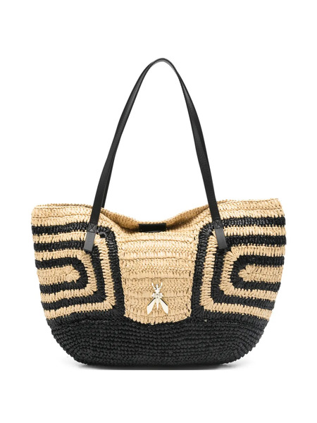  Patrizia Pepe Geometric-pattern Raffia Beach Bag - Yellow 