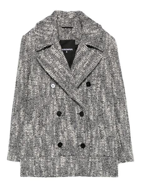  Patrizia Pepe Herringbone Double-breasted Coat - Black 