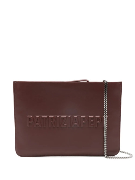  Patrizia Pepe (im)perfection Embossed-logo Leather Clutch Bag - Brown 