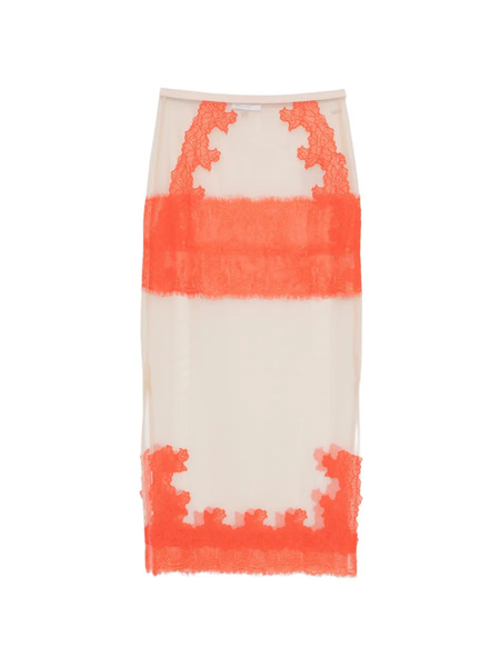  Patrizia Pepe Lace-detail Midi Skirt - Neutrals 