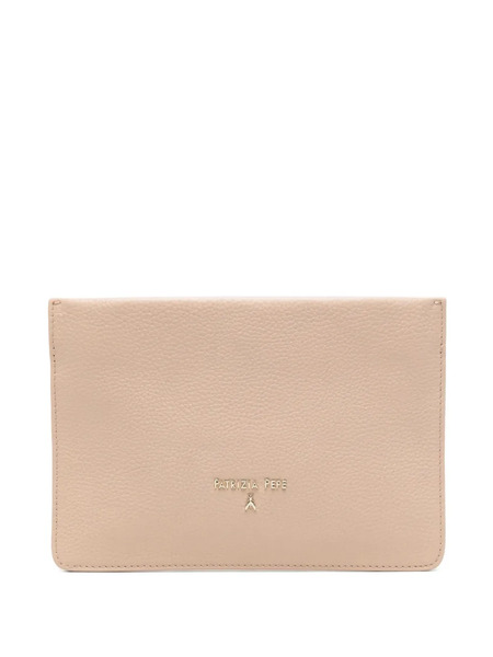  Patrizia Pepe Logo-appliqué Clutch Bag - Neutrals 