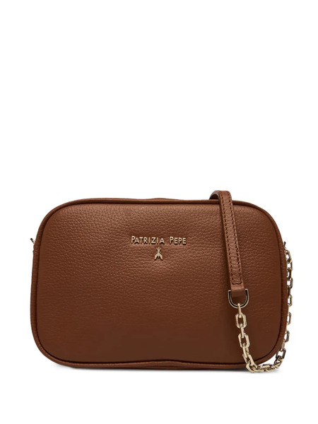 Patrizia Pepe Logo-lettering Leather Shoulder Bag - Brown 
