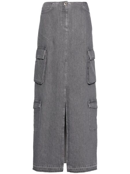  Patrizia Pepe Logo-plaque Maxi Skirt - Grey 