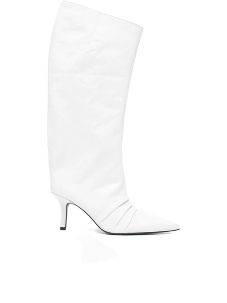  Patrizia Pepe 75mm Crinkle Pointed Boots - White 