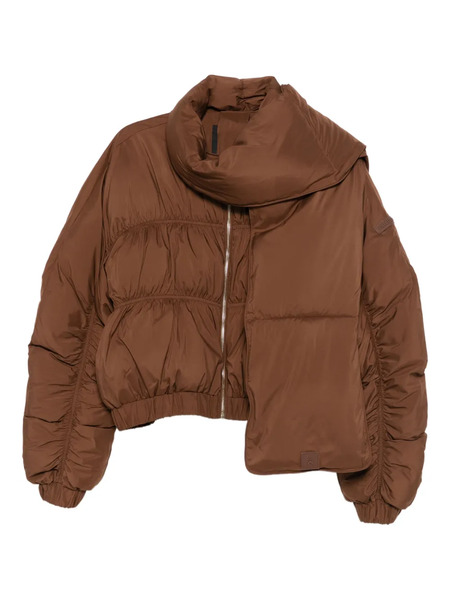  Patrizia Pepe Quilted Detachable-scarf Jacket - Brown 