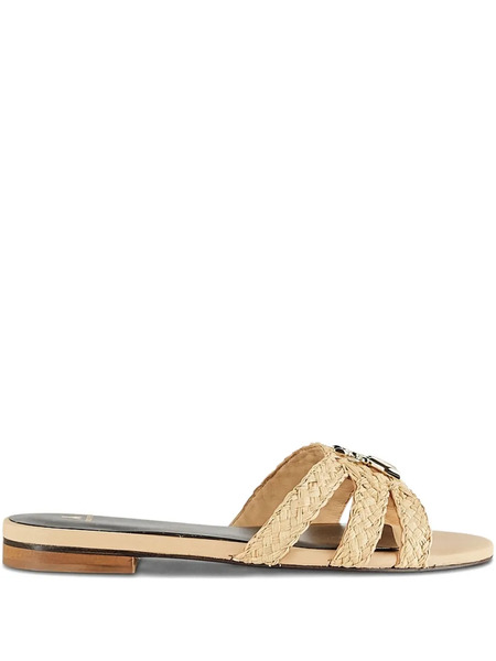  Patrizia Pepe Raffia Flat Sandals - Neutrals 