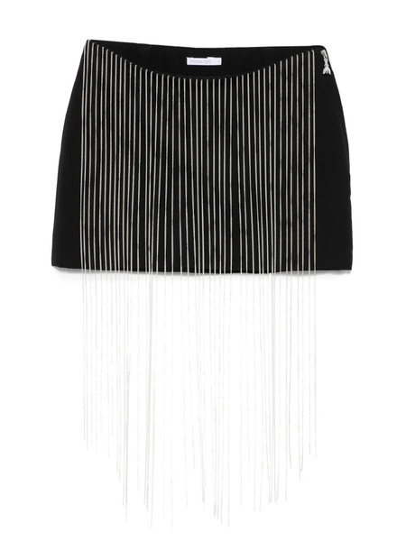  Patrizia Pepe Rhinestone-embellished Fringe Mini Skirt - Black 