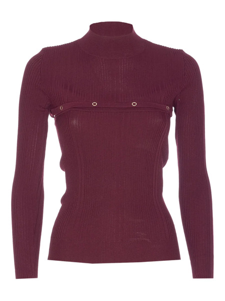  Patrizia Pepe Ribbed Mock-neck Top - Pink 