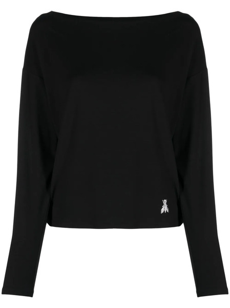  Patrizia Pepe Semi-sheer Long-sleeve Sweatshirt - Black 