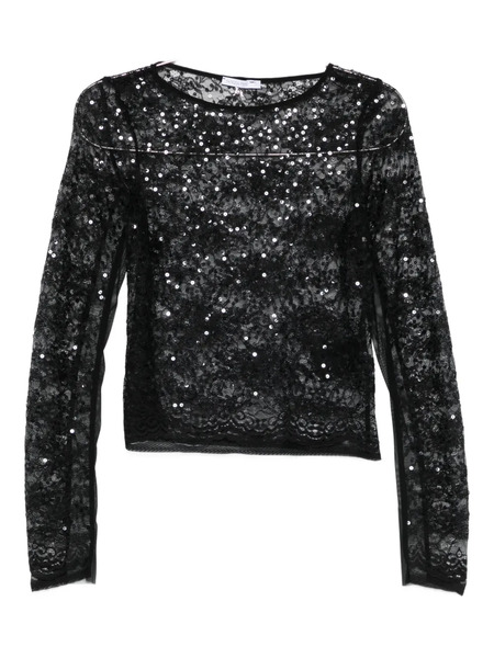  Patrizia Pepe Sequin-embellished Long-sleeved Top - Black 