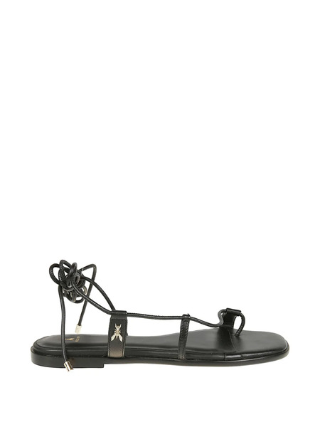  Patrizia Pepe Strap Leather Flat Sandals - Black 