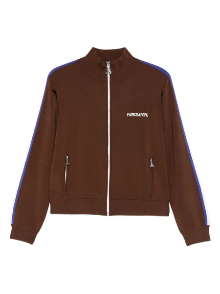  Patrizia Pepe Stripe-detail Zip-front Sweater - Brown 