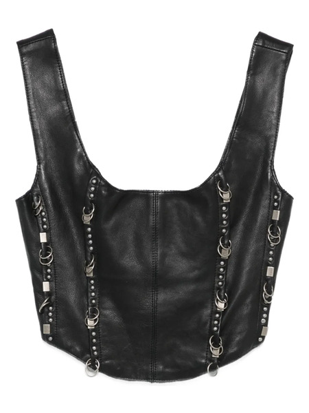  Patrizia Pepe Studded Leather Top - Black 