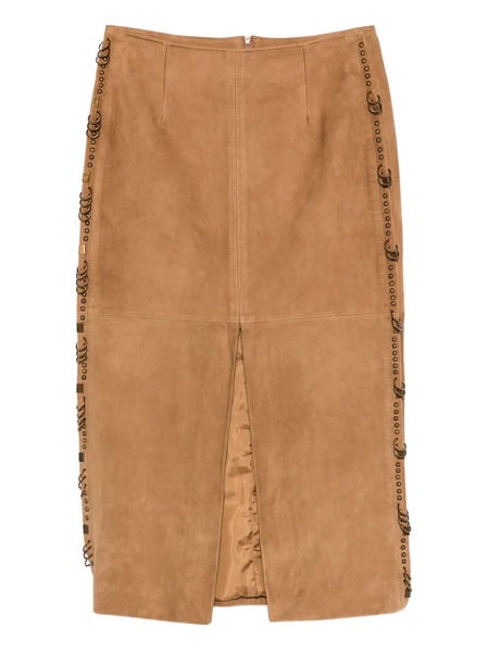  Patrizia Pepe Suede Midi Skirt - Brown 