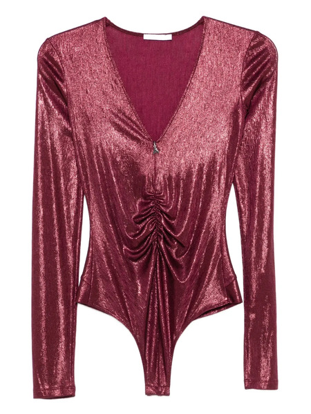 Patrizia Pepe V-neck Long-sleeve Bodysuit - Purple 
