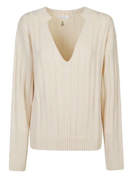  Patrizia Pepe V-neck Ribbed Sweater - Neutrals 