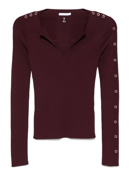  Patrizia Pepe V-neck Ribbed Sweatshirt - Purple 