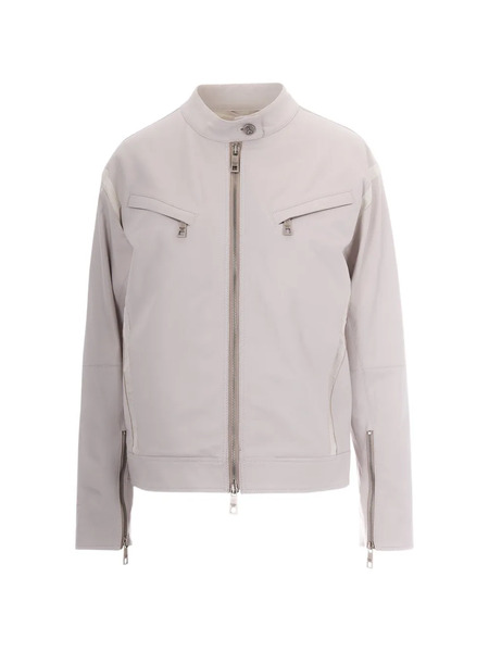 Patrizia Pepe Zipped Leather Jacket - Neutrals 
