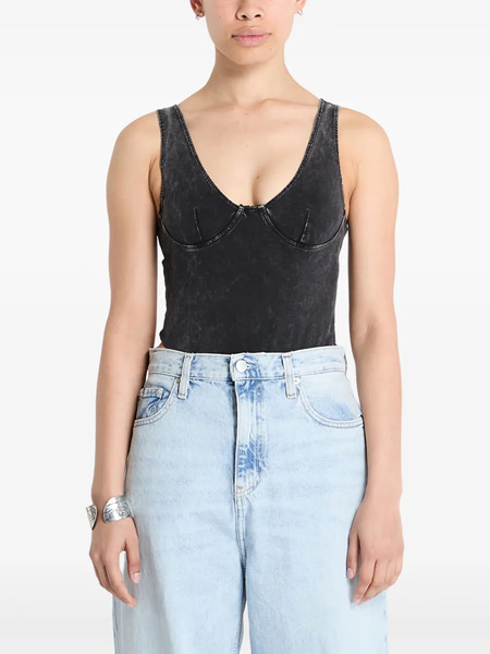  Patta Acid-wash Sleeveless Bodysuit - Black 