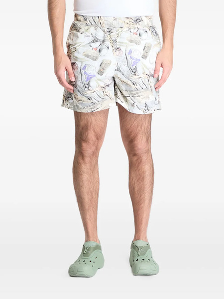  Patta Print-detail Swim Shorts - Neutrals 